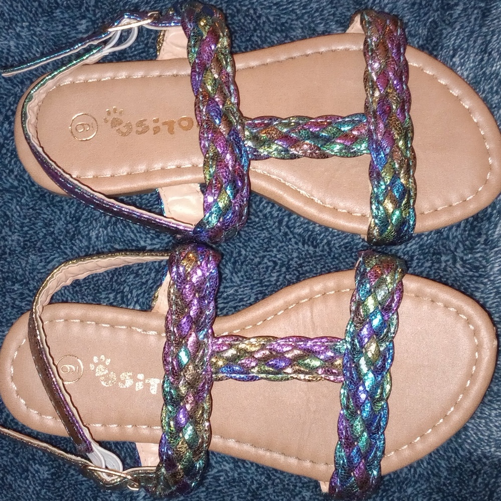 Girls Ositos Metallic Rainbow Braid Sandals Size 9
